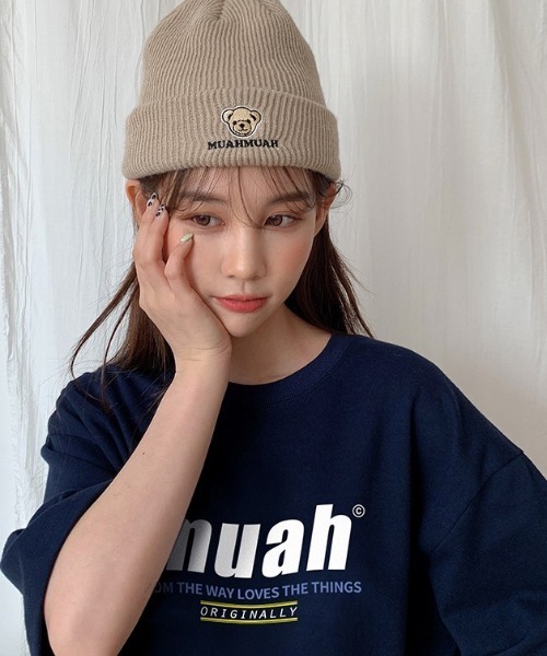 muahmuah(ムーアムーア)の「『muah muah/ムーアムーア』HALF LOWER PRINTING T-SHIRT/ハーフロワープリント 半袖Tシャツ(Tシャツ/カットソー・レディース・ライトパープル/イエロー/ブラック/ホワイト/ネイビー/ブルー・FREE)」の3枚目の写真