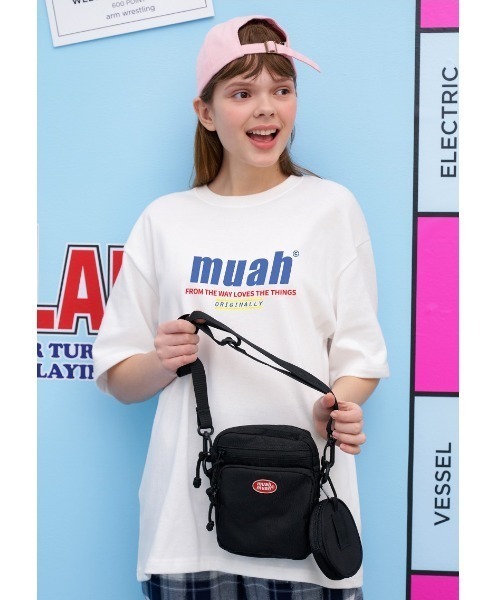 muahmuah(ムーアムーア)の「『muah muah/ムーアムーア』HALF LOWER PRINTING T-SHIRT/ハーフロワープリント 半袖Tシャツ(Tシャツ/カットソー・レディース・ライトパープル/イエロー/ブラック/ホワイト/ネイビー/ブルー・FREE)」の1枚目の写真