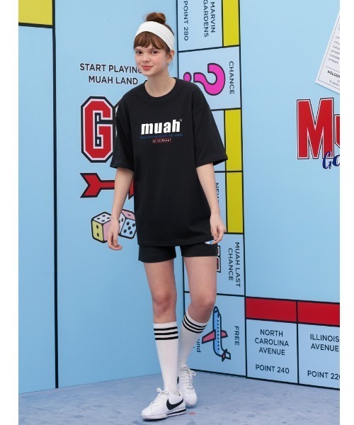 muah muah/ムーアムーア』HALF LOWER PRINTING T-SHIRT/ハーフ