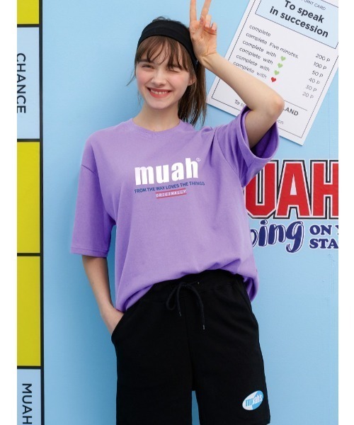 muahmuah(ムーアムーア)の「『muah muah/ムーアムーア』HALF LOWER PRINTING T-SHIRT/ハーフロワープリント 半袖Tシャツ(Tシャツ/カットソー・レディース・ライトパープル/イエロー/ブラック/ホワイト/ネイビー/ブルー・FREE)」の20枚目の写真