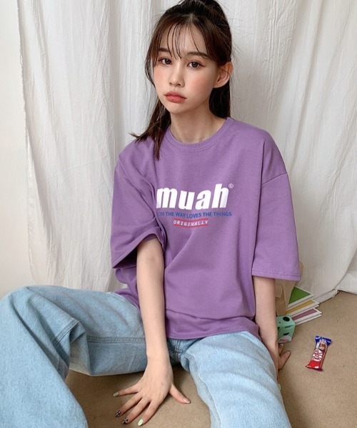 muahmuah(ムーアムーア)の「『muah muah/ムーアムーア』HALF LOWER PRINTING T-SHIRT/ハーフロワープリント 半袖Tシャツ(Tシャツ/カットソー・レディース・ライトパープル/イエロー/ブラック/ホワイト/ネイビー/ブルー・FREE)」の21枚目の写真