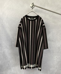 ストライプ カットジョーゼット オーバーサイズ Tシャツ