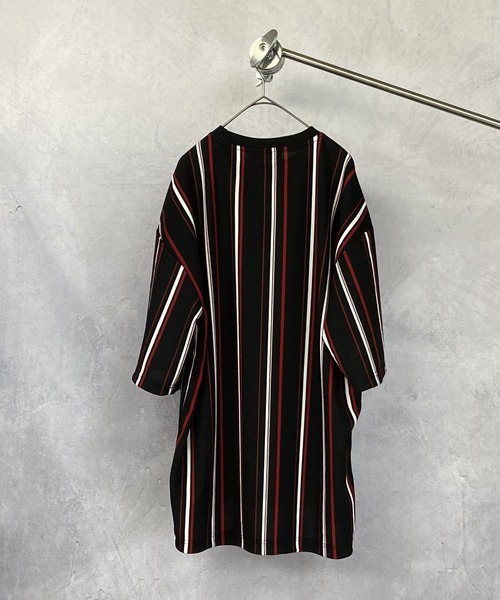 Beno(ビーノ)の「ストライプ カットジョーゼット オーバーサイズ Tシャツ(Tシャツ/カットソー・メンズ・ホワイト系その他/ブラック系その他/グレー系その他/ブラック系その他2・M/L)」の8枚目の写真