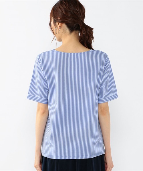 A/C DESIGN BY ALPHA CUBIC(エーシーデザインバイアルファキュービック)の「ジャガードストライププルオーバー(Tシャツ/カットソー・レディース・オフホワイト/ネイビー/ブルー・M/L)」の8枚目の写真