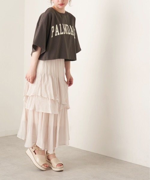 OLIVE des OLIVE（オリーブデオリーブ）の「カレッジプリントTシャツ（Tシャツ/カットソー・レディース・ベージュ/オフホワイト/スミクロ・FREE）」の14枚目の写真