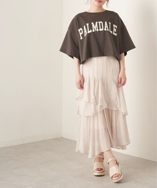 OLIVE des OLIVE（オリーブデオリーブ）の「カレッジプリントTシャツ（Tシャツ/カットソー・レディース・ベージュ/オフホワイト/スミクロ・FREE）」の15枚目の写真