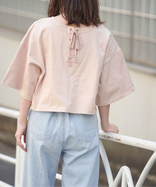 OLIVE des OLIVE（オリーブデオリーブ）の「カレッジプリントTシャツ（Tシャツ/カットソー・レディース・ベージュ/オフホワイト/スミクロ・FREE）」の18枚目の写真