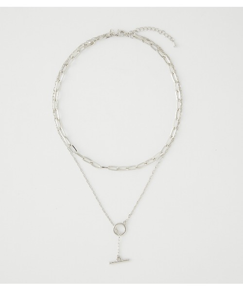 AZUL by moussy（アズールバイマウジー）の「WIDE CHAIN DOUBLE NECKLACE/ワイドチェーンダブルネックレス（ネックレス・レディース・ゴールド系その他/シルバー・FREE）」の2枚目の写真