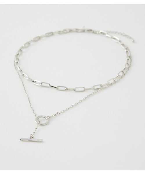AZUL by moussy（アズールバイマウジー）の「WIDE CHAIN DOUBLE NECKLACE/ワイドチェーンダブルネックレス（ネックレス・レディース・ゴールド系その他/シルバー・FREE）」の3枚目の写真