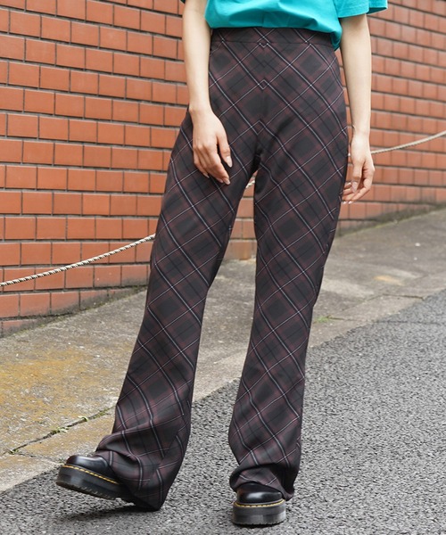 新品【あいみょん着用】X-girl チェックフレアパンツM グリーン緑レディース 新品【あいみょん着用】X-girl チェックフレアパンツM グリーン緑