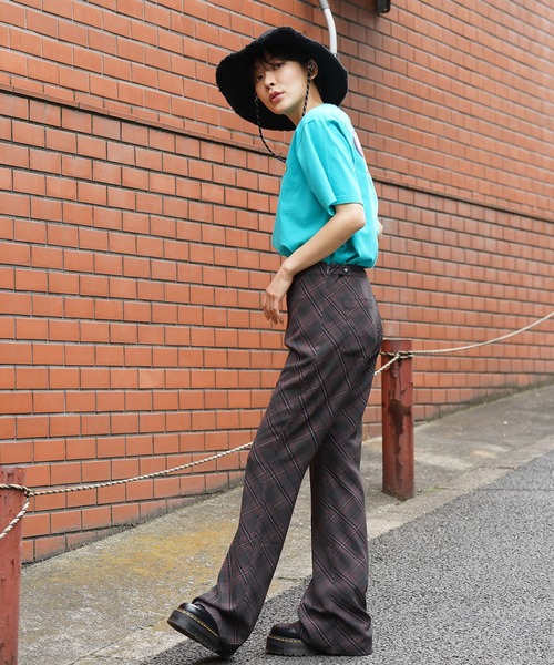 X-girl（エックスガール）の「DIAMOND PLAID FLARE PANTS（その他パンツ・レディース・ブラック/ライトグリーン/ライトブルー・S/XS/M）」の17枚目の写真