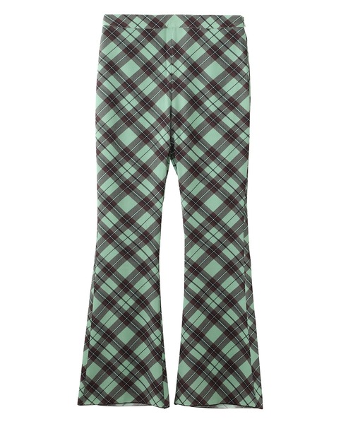 新品【あいみょん着用】X-girl チェックフレアパンツM グリーン緑レディース 新品【あいみょん着用】X-girl チェックフレアパンツM グリーン