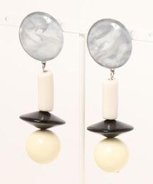 【joesstyle】*Glass Pierce* マーブルペイントと大振りフランスビーズピアス(MA)