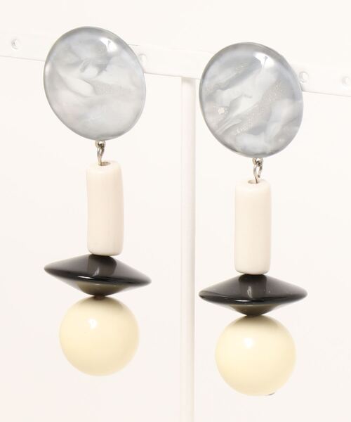 tone(トーン)の「【joesstyle】*Glass Pierce* マーブルペイントと大振りフランスビーズピアス(MA)(ピアス(両耳用)・レディース・グレー・FREE)」の1枚目の写真