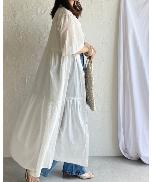 She's Closet(シーズクローゼット)の「半袖ボリュームロングティアードワンピース(シャツワンピース・レディース・ブラック/ベージュ/パープル/オフホワイト/ミント・FREE)」の12枚目の写真