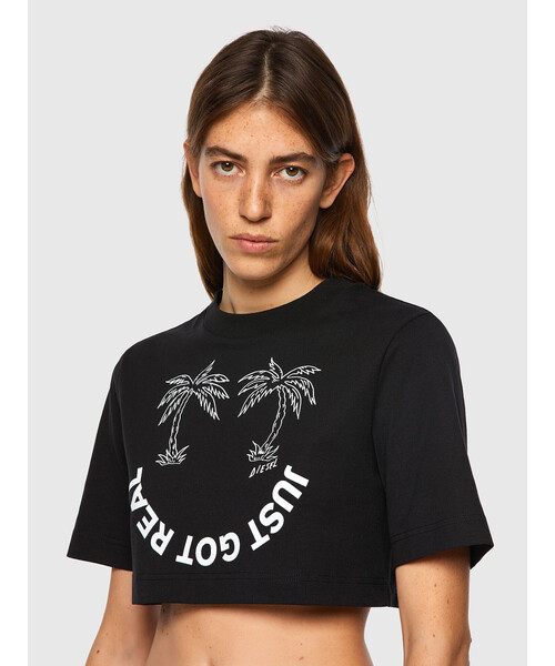 DIESEL（ディーゼル）の「レディース Tシャツ トップス カットソ－ スリムフィット ショート丈（Tシャツ/カットソー・レディース・ホワイト/ブラック・LARGE/SMALL/MEDIUM/X-SMALL）」の3枚目の写真