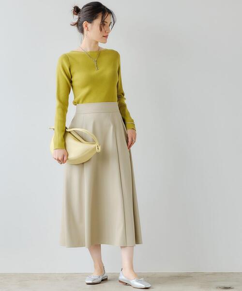 green label relaxing（グリーンレーベルリラクシング）の「フェイクレザー フレア スカート（スカート・レディース・ベージュ/ブラック・38/36）」の10枚目の写真