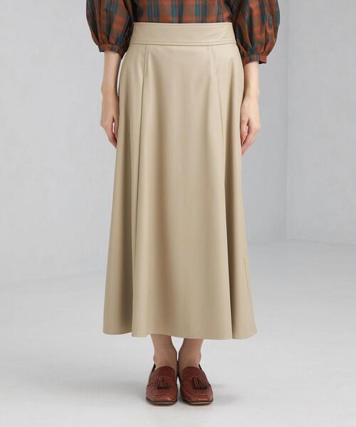 green label relaxing（グリーンレーベルリラクシング）の「フェイクレザー フレア スカート（スカート・レディース・ベージュ/ブラック・38/36）」の11枚目の写真