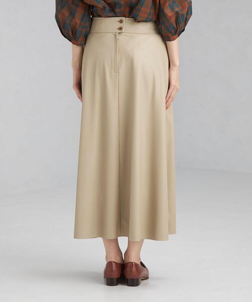 green label relaxing（グリーンレーベルリラクシング）の「フェイクレザー フレア スカート（スカート・レディース・ベージュ/ブラック・38/36）」の13枚目の写真