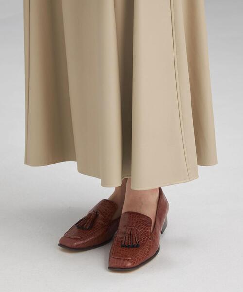 green label relaxing（グリーンレーベルリラクシング）の「フェイクレザー フレア スカート（スカート・レディース・ベージュ/ブラック・38/36）」の6枚目の写真