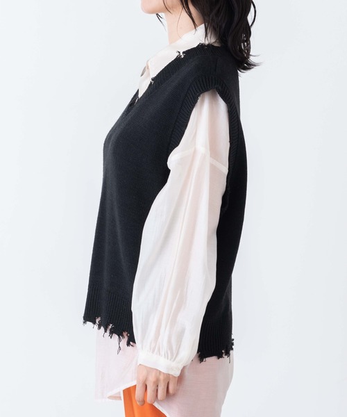 WEGO（ウィゴー）の「WEGO/オーバーサイズニットベスト（ベスト・レディース・ブラック/ダークグリーン/グレー/アイボリー/ブラック系その他・FREE）」の20枚目の写真