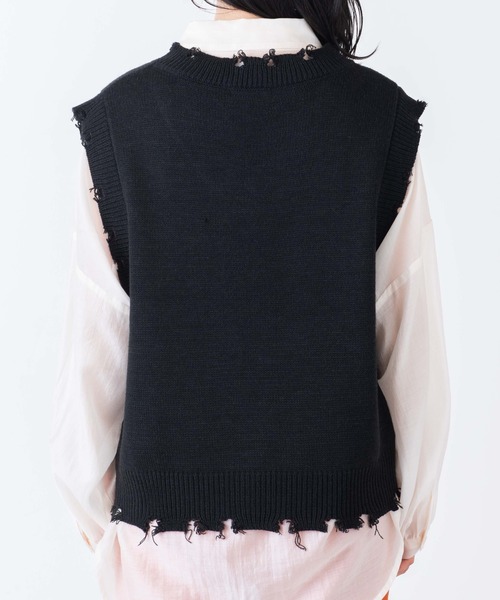 WEGO（ウィゴー）の「WEGO/オーバーサイズニットベスト（ベスト・レディース・ブラック/ダークグリーン/グレー/アイボリー/ブラック系その他・FREE）」の9枚目の写真