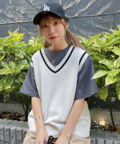 WEGO（ウィゴー）の「WEGO/オーバーサイズニットベスト（ベスト・レディース・ブラック/ダークグリーン/グレー/アイボリー/ブラック系その他・FREE）」の14枚目の写真