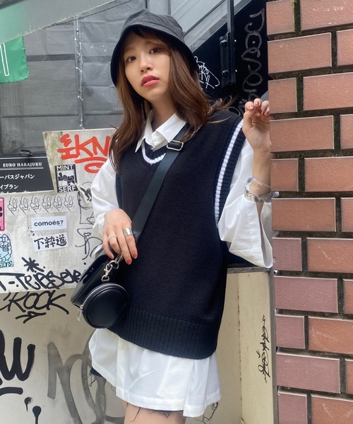 WEGO（ウィゴー）の「WEGO/オーバーサイズニットベスト（ベスト・レディース・ブラック/ダークグリーン/グレー/アイボリー/ブラック系その他・FREE）」の19枚目の写真