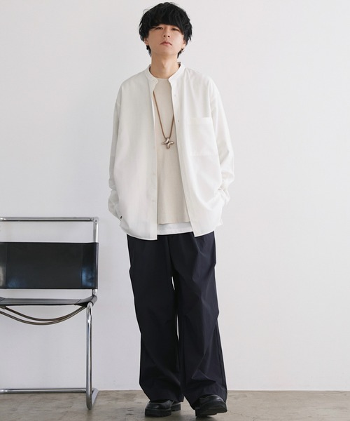 WYM LIDNM(ウィム バイ リドム)の「TENCEL BAND COLLAR SHIRT(シャツ/ブラウス・メンズ・ホワイト/ブルー/チャコールグレー/カーキ・S/M/L)」の22枚目の写真