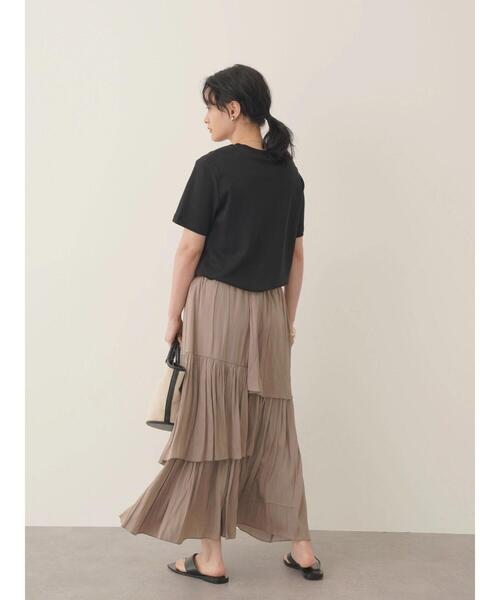 AMERICAN HOLIC（アメリカンホリック）の「ワッシャーサテン切り替えティアードスカート（スカート・レディース・アイボリー/モカ・L/M）」の13枚目の写真