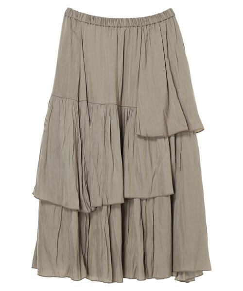 AMERICAN HOLIC（アメリカンホリック）の「ワッシャーサテン切り替えティアードスカート（スカート・レディース・アイボリー/モカ・L/M）」の17枚目の写真