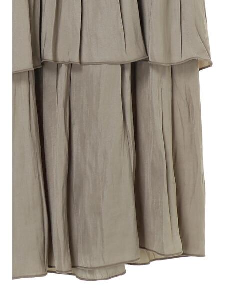 AMERICAN HOLIC（アメリカンホリック）の「ワッシャーサテン切り替えティアードスカート（スカート・レディース・アイボリー/モカ・L/M）」の20枚目の写真