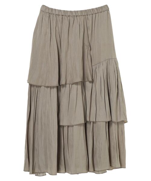 AMERICAN HOLIC（アメリカンホリック）の「ワッシャーサテン切り替えティアードスカート（スカート・レディース・アイボリー/モカ・L/M）」の22枚目の写真