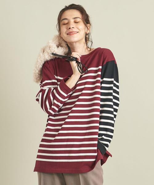 BEAUTY&YOUTH UNITED ARROWS(ビューティーアンドユースユナイテッドアローズ)の「BY パネルボーダーワイドロングスリーブカットソー ∴◆(Tシャツ/カットソー・レディース・ネイビー/ワインレッド/ロイヤルブルー・FREE)」の8枚目の写真