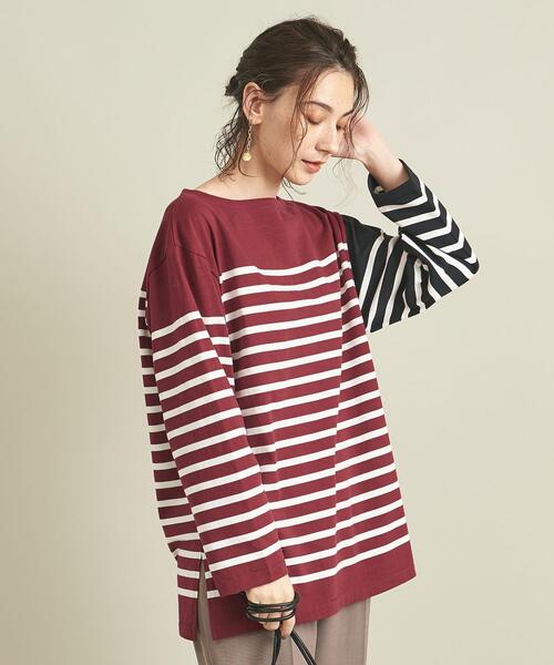 BEAUTY&YOUTH UNITED ARROWS(ビューティーアンドユースユナイテッドアローズ)の「BY パネルボーダーワイドロングスリーブカットソー ∴◆(Tシャツ/カットソー・レディース・ネイビー/ワインレッド/ロイヤルブルー・FREE)」の9枚目の写真