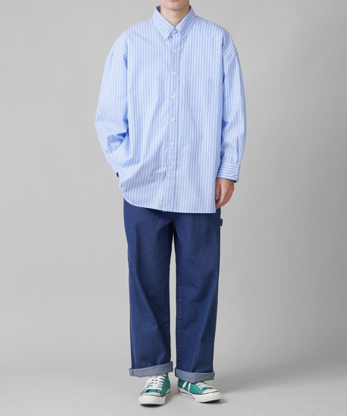 SPINNS(スピンズ)の「【ビッグシルエット】ストライプオーバーサイズ長袖シャツ(シャツ/ブラウス・メンズ・サックスブルー/ブルー/ミント/ブルー系その他・ONESIZE)」の15枚目の写真