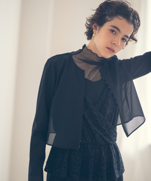 kaene（カエン）の「デザインホックシアージャケット（カーディガン/ボレロ・レディース・ベージュ/ブラック・36/38/34）」の12枚目の写真