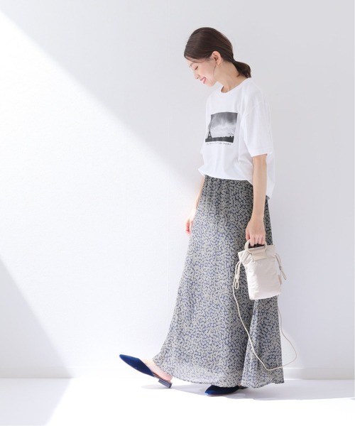 SLOBE IENA（スローブイエナ）の「Deveauxダリアプリントマーメイドスカート【手洗い可能/ウエストゴム】◆（スカート・レディース・ネイビー/ブラウン・FREE）」の3枚目の写真