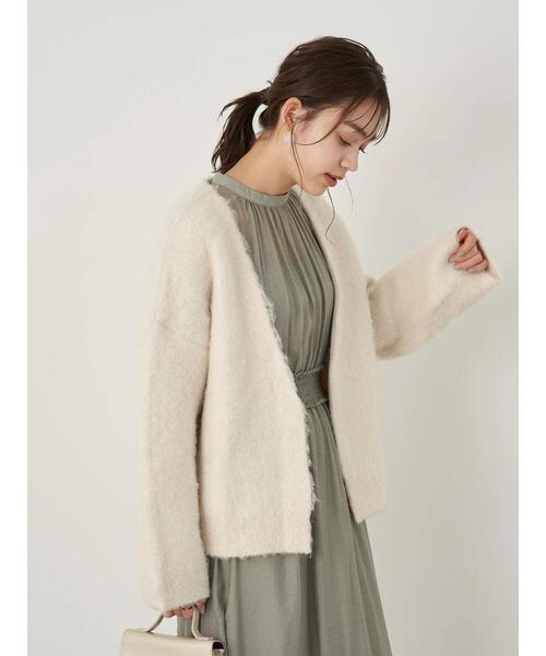 earth music&ecology（アースミュージックアンドエコロジー）の「【WEB限定】ミックスカラーニットカーディガン ＊（カーディガン/ボレロ・レディース・グレー/サックスブルー/アイボリー・FREE）」の12枚目の写真