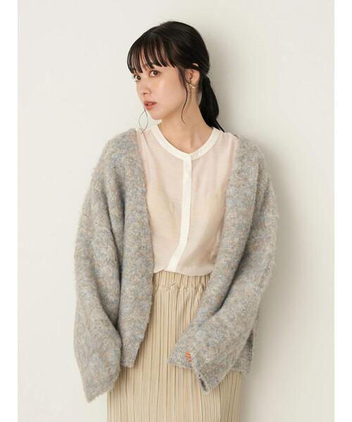 earth music&ecology（アースミュージックアンドエコロジー）の「【WEB限定】ミックスカラーニットカーディガン ＊（カーディガン/ボレロ・レディース・グレー/サックスブルー/アイボリー・FREE）」の14枚目の写真