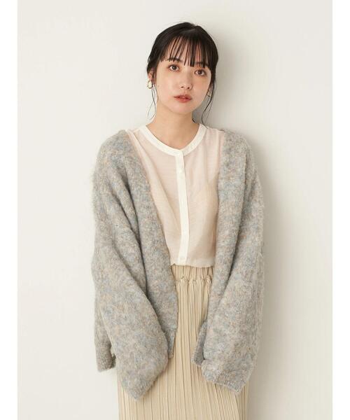 earth music&ecology（アースミュージックアンドエコロジー）の「【WEB限定】ミックスカラーニットカーディガン ＊（カーディガン/ボレロ・レディース・グレー/サックスブルー/アイボリー・FREE）」の15枚目の写真