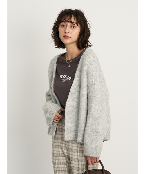 earth music&ecology（アースミュージックアンドエコロジー）の「【WEB限定】ミックスカラーニットカーディガン ＊（カーディガン/ボレロ・レディース・グレー/サックスブルー/アイボリー・FREE）」の10枚目の写真