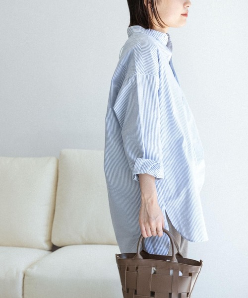 FORK&SPOON（フォークアンドスプーン）の「FORK&SPOON　オックスロングシャツ（シャツ/ブラウス・レディース・オフホワイト/ブルー系その他・ONE）」の4枚目の写真