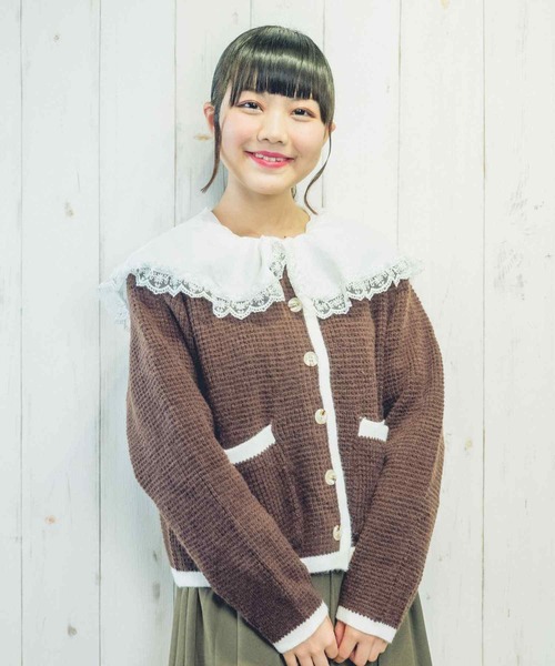 Clice de Paris（クリシェドゥパリス）の「K/バイカラーカーディガン（カーディガン/ボレロ・レディース・ブラウン/グリーン・ONESIZE）」の2枚目の写真