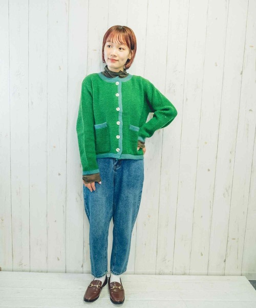 Clice de Paris（クリシェドゥパリス）の「K/バイカラーカーディガン（カーディガン/ボレロ・レディース・ブラウン/グリーン・ONESIZE）」の7枚目の写真