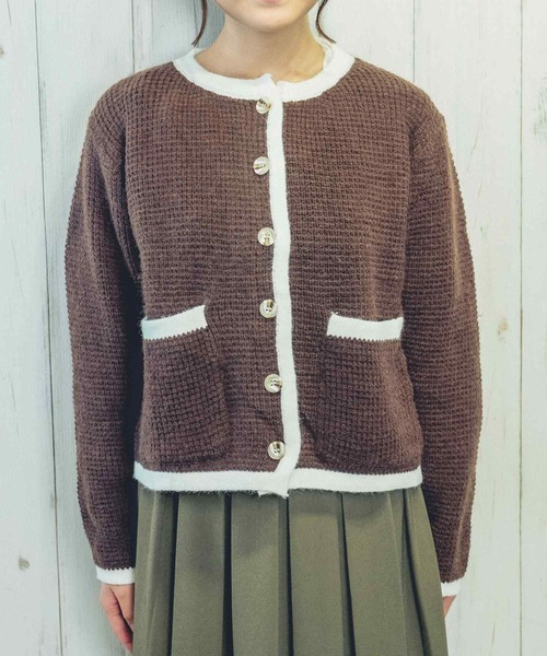 Clice de Paris（クリシェドゥパリス）の「K/バイカラーカーディガン（カーディガン/ボレロ・レディース・ブラウン/グリーン・ONESIZE）」の14枚目の写真