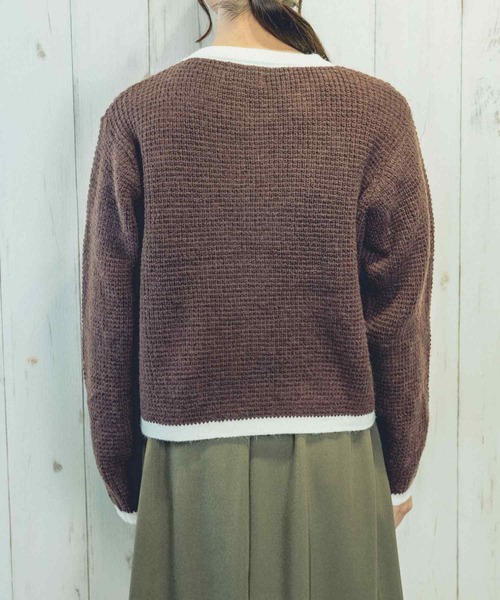 Clice de Paris（クリシェドゥパリス）の「K/バイカラーカーディガン（カーディガン/ボレロ・レディース・ブラウン/グリーン・ONESIZE）」の5枚目の写真