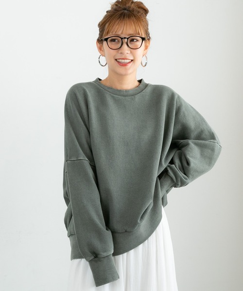 PICHI(ピイチ)の「サイズが選べるオーバースウェット(スウェット・レディース・カーキ/テラコッタ/チャコール/ブルー/ベージュ/ブラック/グリーン・FREE/M/L)」の20枚目の写真