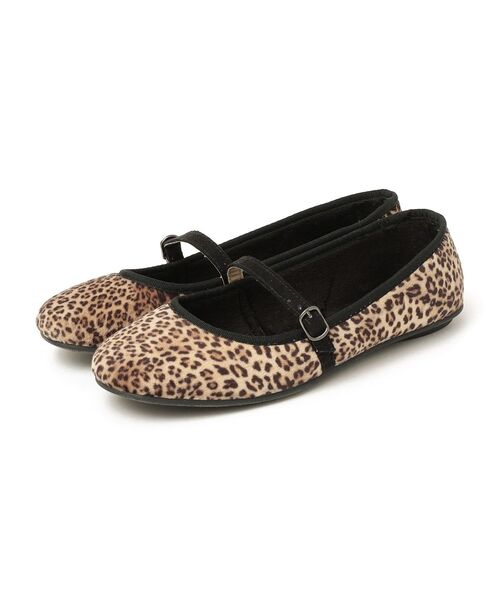 O'Kyti（オキティ）の「O'kyti: ワンストラップ レオパード パンプス◇（バレエシューズ・レディース・キャメル・37/36/38）」の2枚目の写真