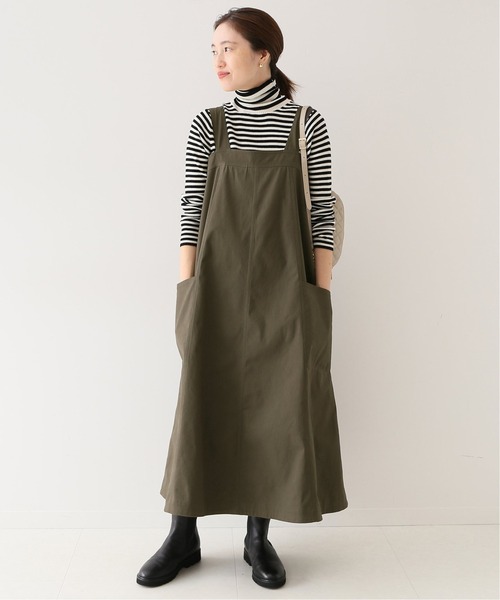 SLOBE IENA（スローブイエナ）の「コットンジャンバースカート【手洗い可能】◆（ジャンパースカート・レディース・ベージュ/カーキ・38/36）」の8枚目の写真